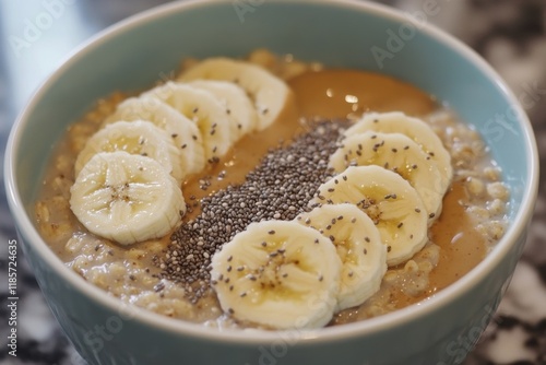 Healthy Gluten-Free Oatmeal Bowl with Banana Toppings