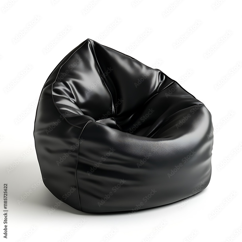 Black bean bag chair isolated on white background Black bean bag chair isolated on white background