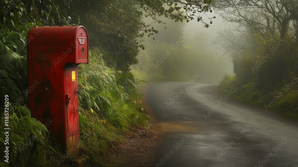 Historic red mailbox stands prominently on a British street, symbolizing timeless communication and cultural heritage. Historic red mailbox stands prominently on a British street, symbolizing timeless communication and cultural heritage.