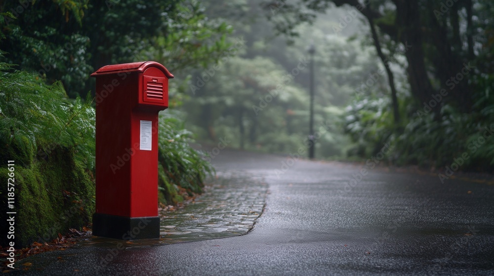 Historic red mailbox stands prominently on a British street, symbolizing timeless communication and cultural heritage. Historic red mailbox stands prominently on a British street, symbolizing timeless communication and cultural heritage.