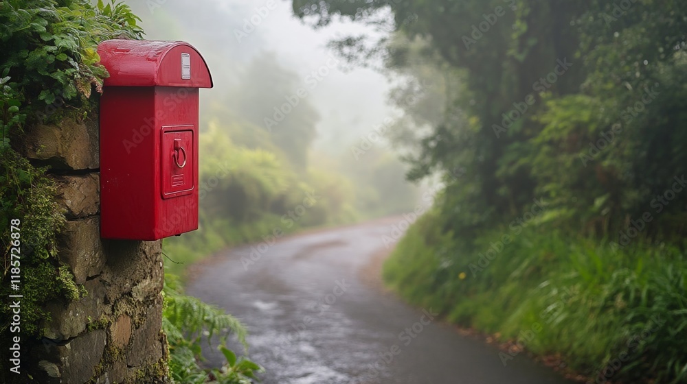 Historic red mailbox stands prominently on a British street, symbolizing timeless communication and cultural heritage. Historic red mailbox stands prominently on a British street, symbolizing timeless communication and cultural heritage.