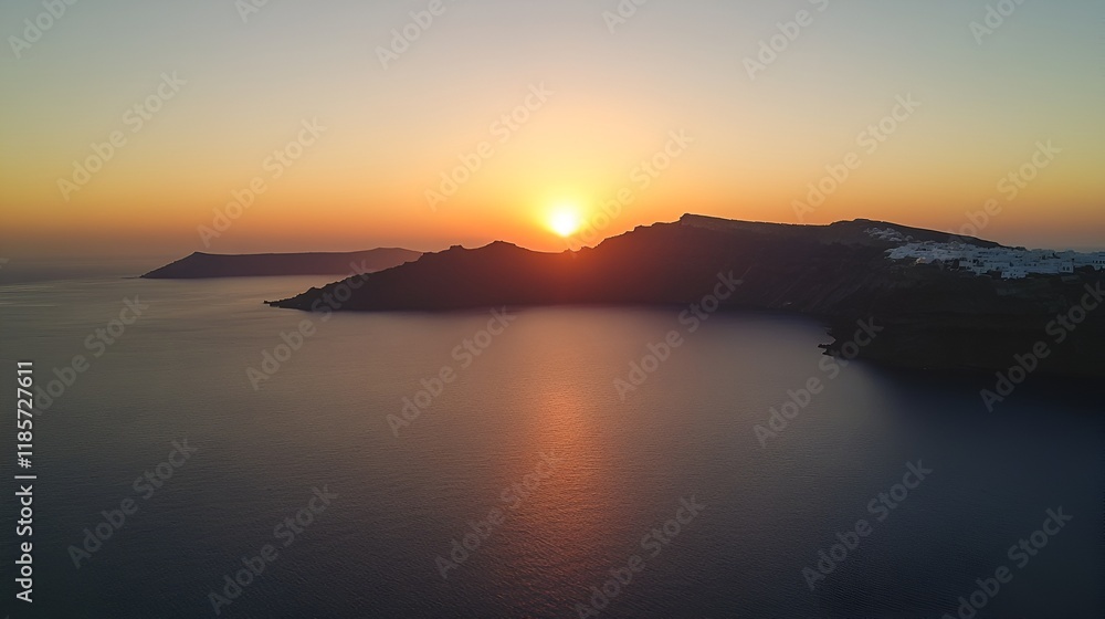Sunrise Over Santorini's Caldera from Luxury Hotel Sunrise Over Santorini's Caldera from Luxury Hotel