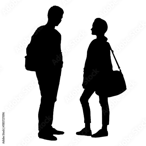 Two people standing next to each other. One of them is holding a bag. The other person is holding a bag as well