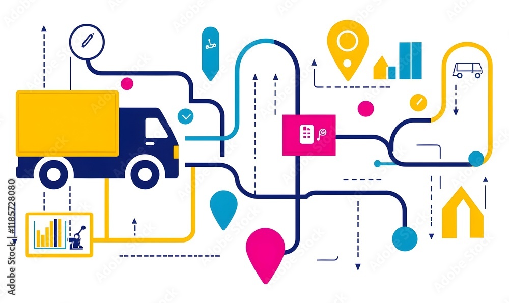 Obraz premium Supply Chain Transparency Insights, a detailed infographic illustrating key metrics, processes, and benefits of transparent supply chains.