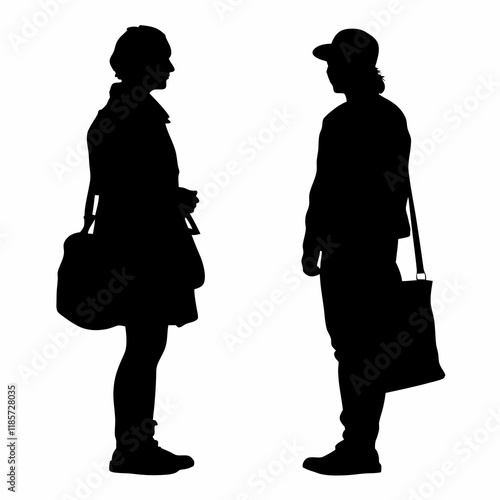 Two people standing next to each other. One of them is holding a bag. The other person is holding a bag as well
