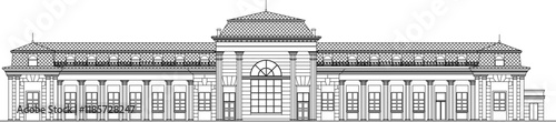 sketch illustrator design engineering drawing architecture building castle government colonial hotel apartment classic vintage ethnic europe.eps