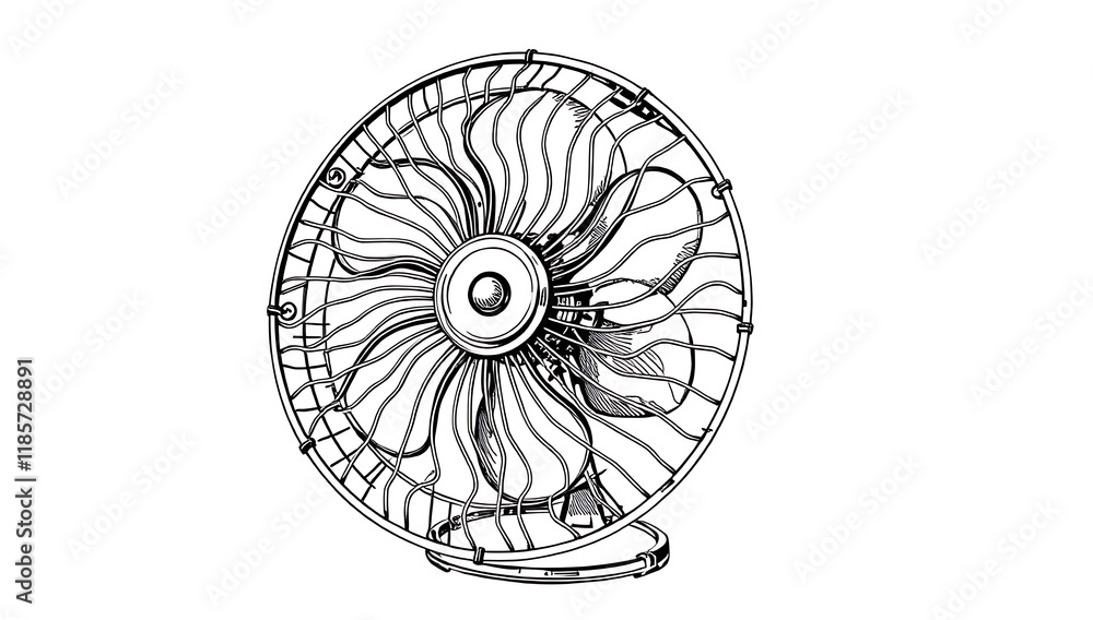 Obraz premium Metal desk fan illustration.