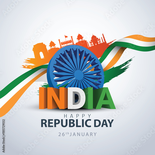 happy republic day India greetings. abstract vector illustration design.