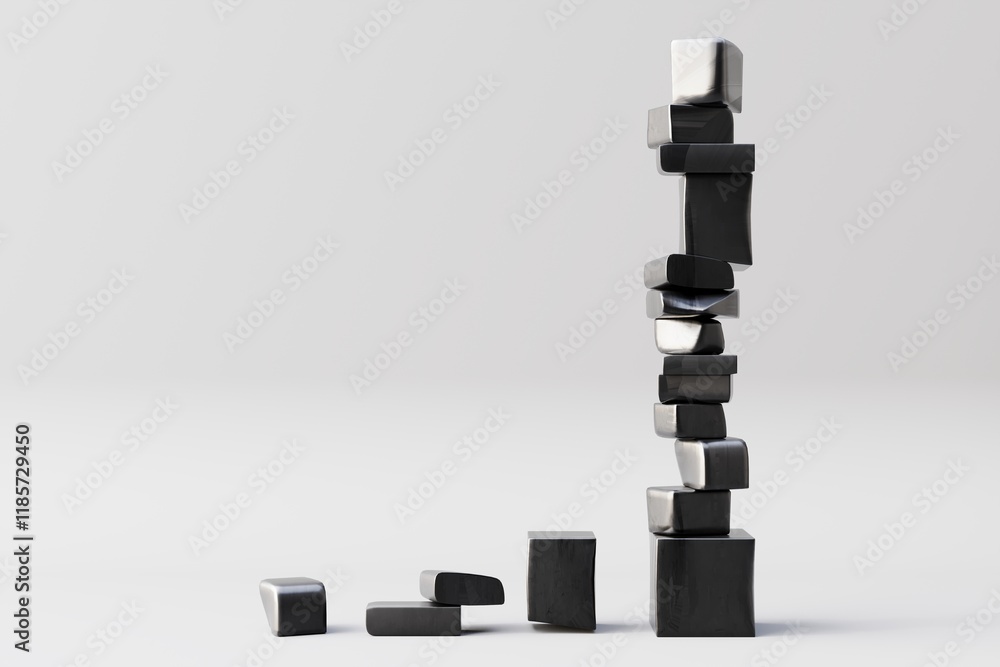 Determination is key. Iron cubes, arranged creatively. on a white background 3d Determination is key. Iron cubes, arranged creatively. on a white background 3d