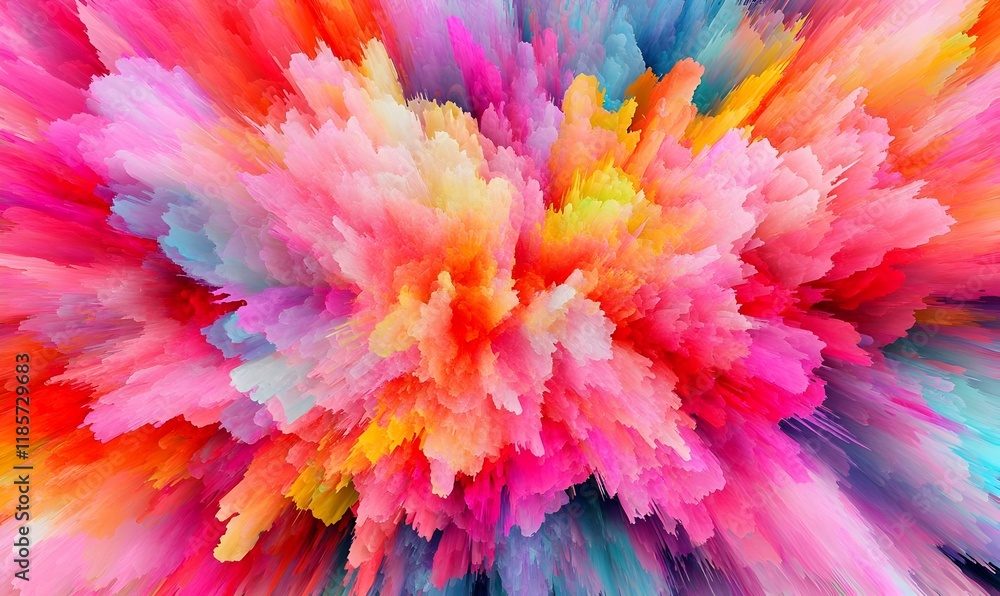 Vibrant Color Burst, a dynamic swirl of vivid hues radiating energy and creativity, inviting exploration and imagination through its lively composition