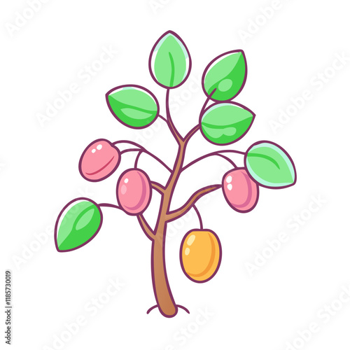 plum tree vector icon, trees vector illustration - simple illustration of plum tree perfect for logos, and trees-themed designs.