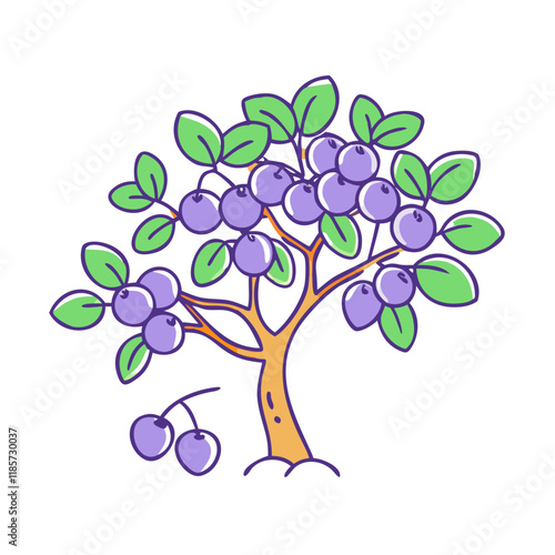 plum tree vector icon, trees vector illustration - simple illustration of plum tree perfect for logos, and trees-themed designs.