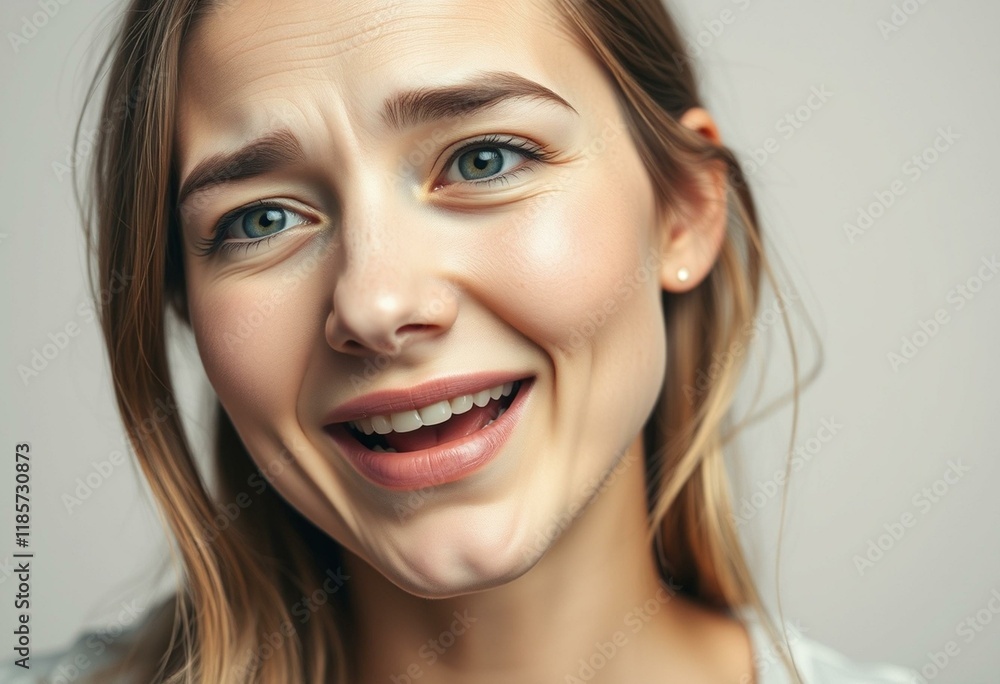 Portrait of a yawning woman from a 45-degree angle Portrait of a yawning woman from a 45-degree angle