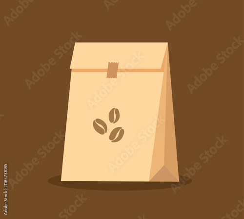 Coffee brown paper bag vector illustration