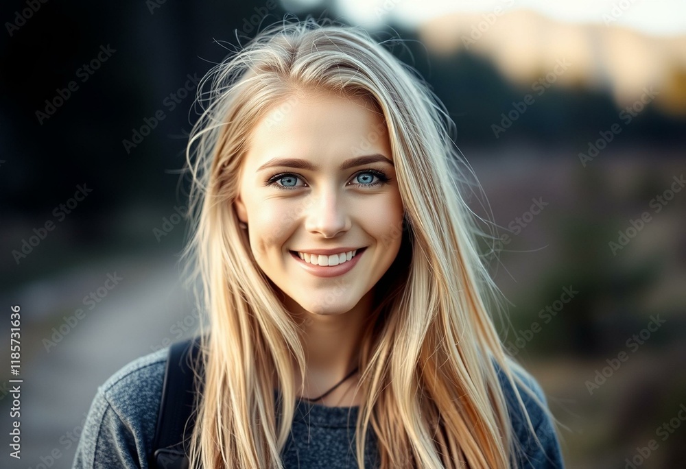 Naklejka premium Blond woman in a natural environment