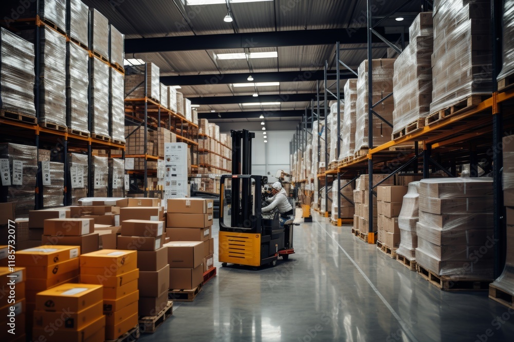 warehouse with many shelves filled with goods warehouse with many shelves filled with goods