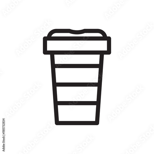 Plastic cup icon, representing disposable drinkware, ideal for beverages, takeaways, or casual dining.