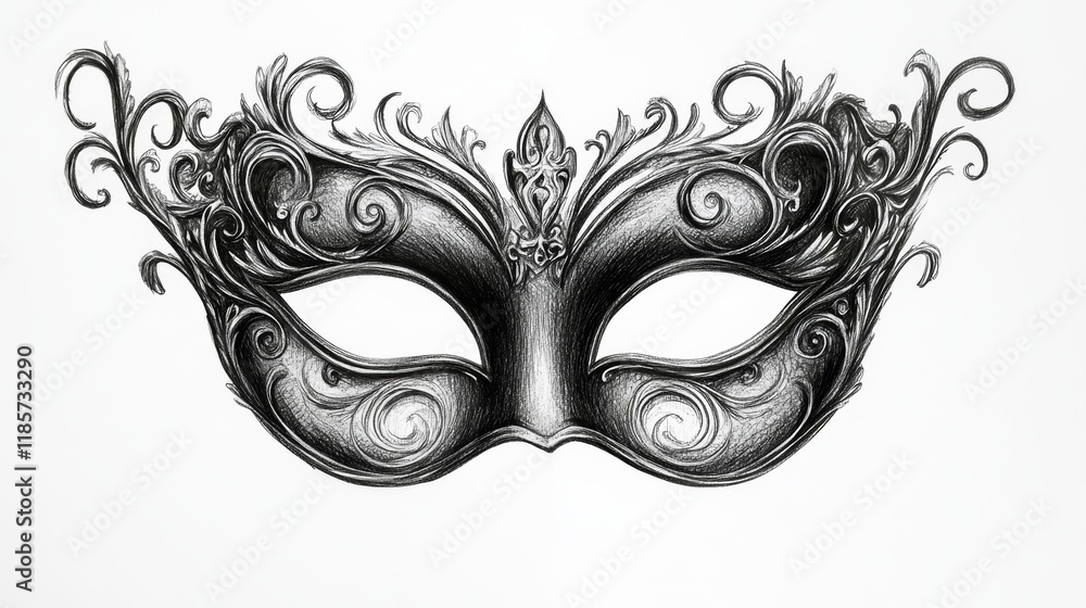 Naklejka premium detailed illustration of a black carnivals mask, eps 10