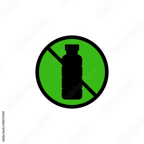 No plastic bottle icon, simple flat style, logo sign symbol vector illustration pictogram, isolated on white for mobile app