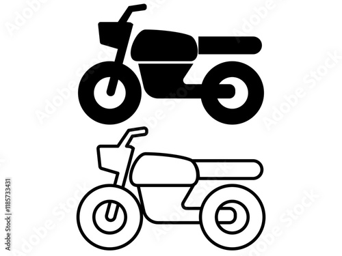 motorbike icon, simple flat style, pictogram logo sign symbol vector illustration, isolated on white for mobile app