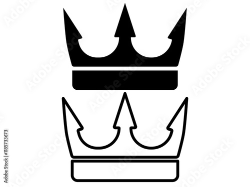 crown icon, simple flat style, pictogram logo sign symbol vector illustration, isolated on white for mobile app