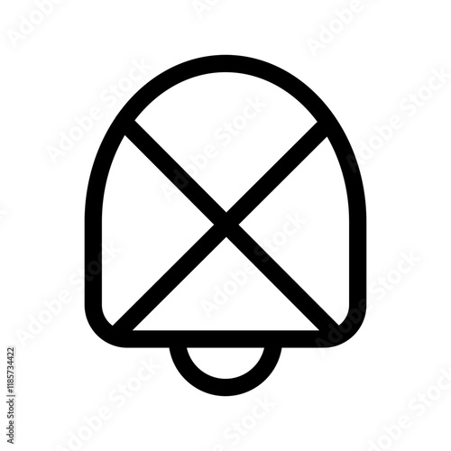 Bell icon with a cross, representing muted notifications, silenced alerts, or do-not-disturb mode.