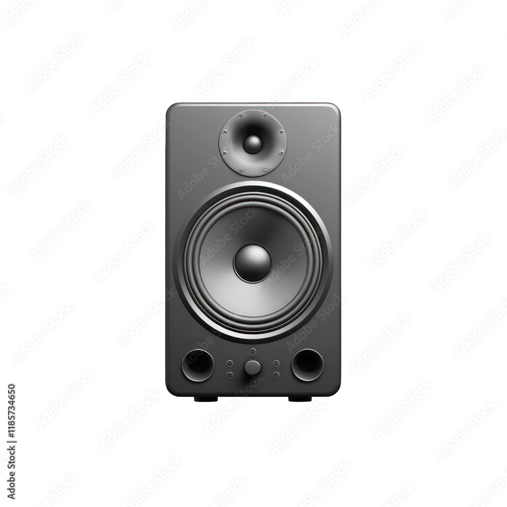 a single black audio loudspeaker, front product view, home theatre, isolated on a transparent background. PNG cutout or clipping path. a single black audio loudspeaker, front product view, home theatre, isolated on a transparent background. PNG cutout or clipping path.