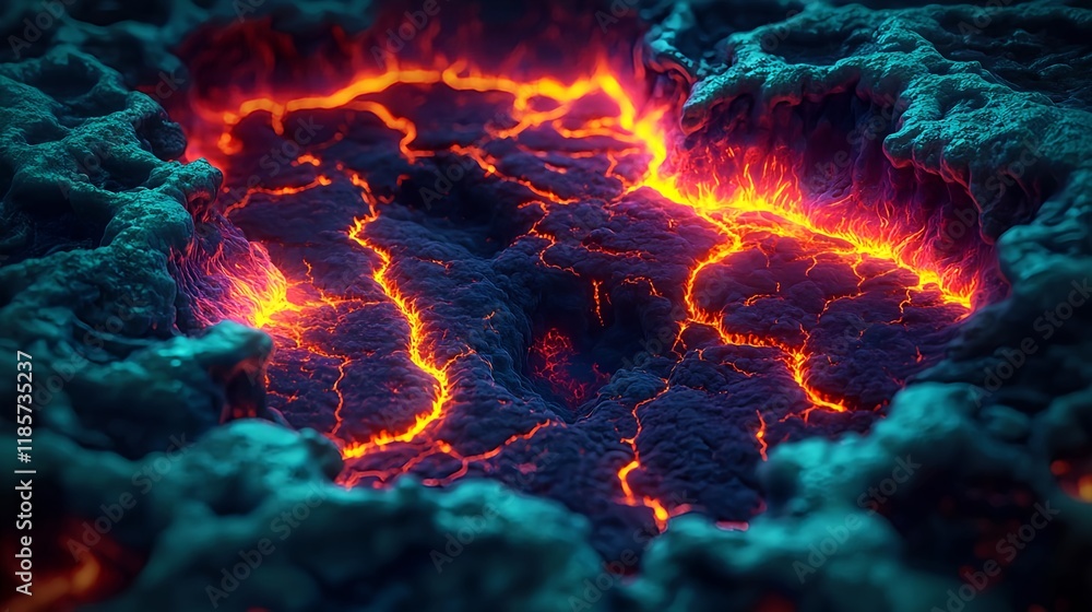 Fototapeta premium molten lava flow, volcanic texture - abstract
