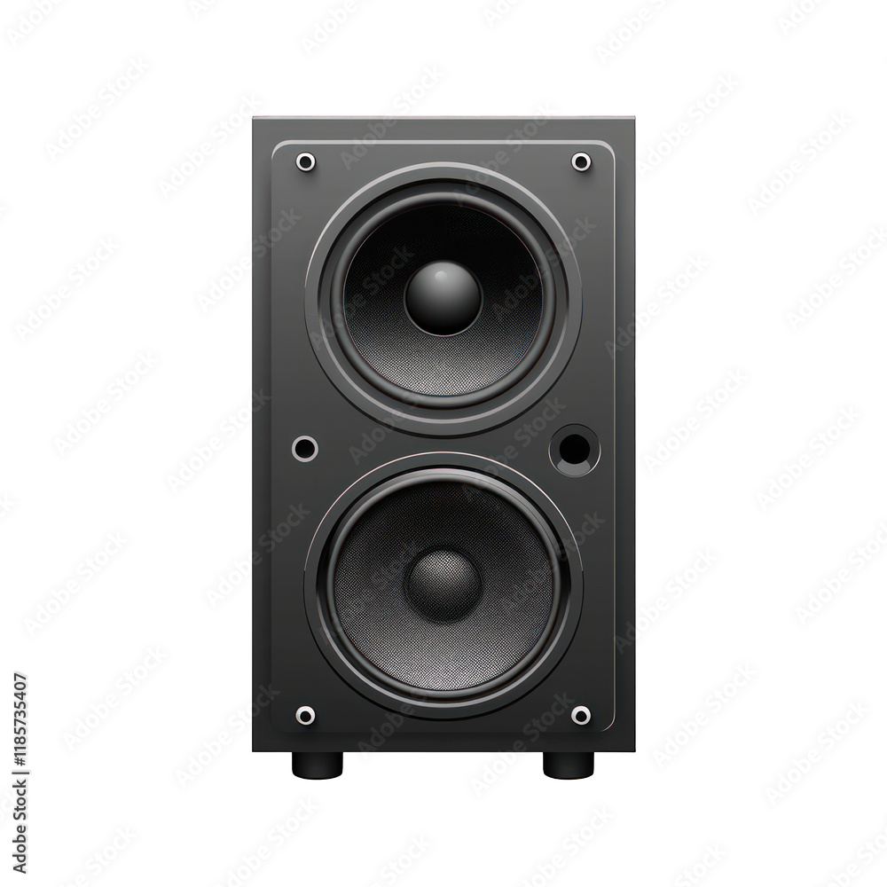 a single black audio loudspeaker, front product view, home theatre, isolated on a transparent background. PNG cutout or clipping path. a single black audio loudspeaker, front product view, home theatre, isolated on a transparent background. PNG cutout or clipping path.