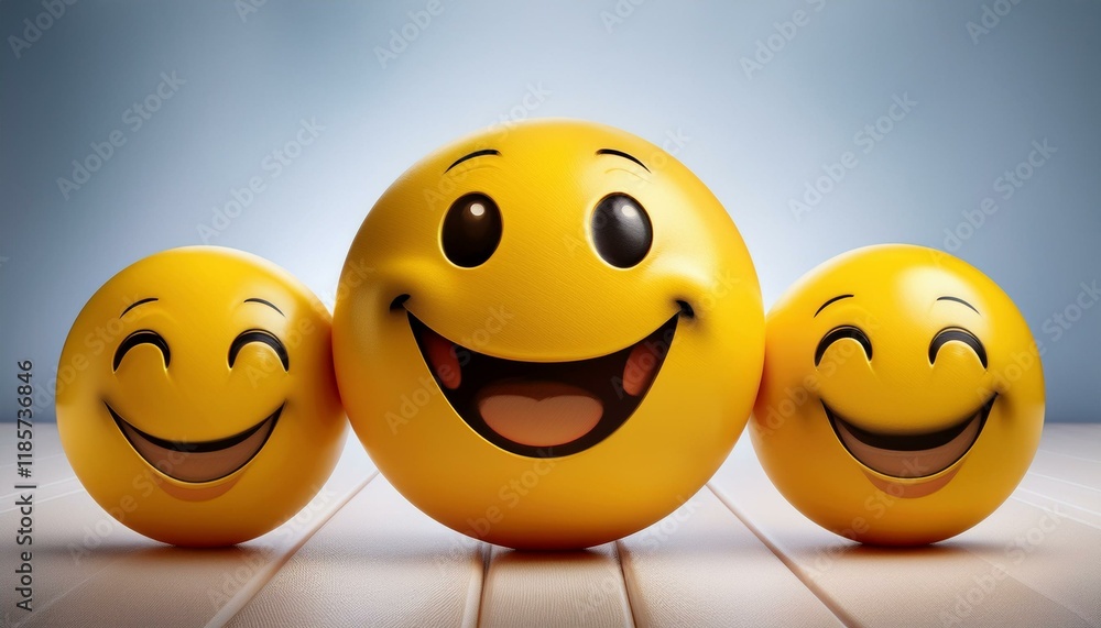 Happy yellow smileys emoji expressing joy and cheerful mood cartoon faces illustration Happy yellow smileys emoji expressing joy and cheerful mood cartoon faces illustration