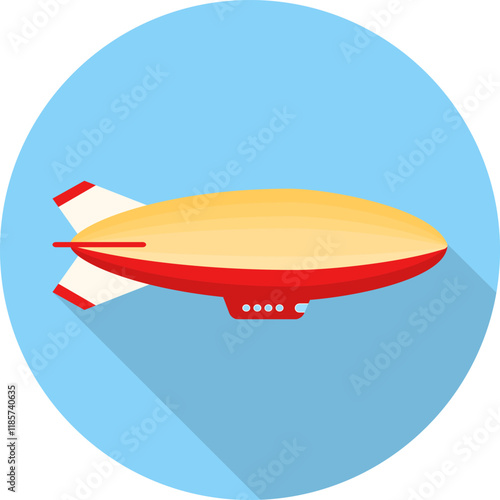 Airship, retro airship icon isolated on blue background with shadow. Vector, designer illustration. Vector.