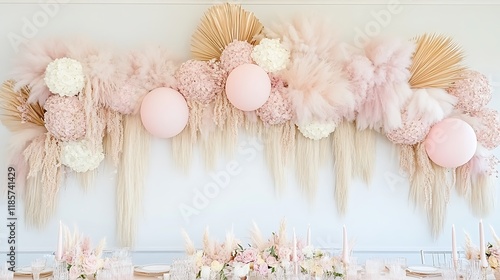 Wallpaper Mural Elegant Pink and White Floral Balloon Wall Decor Torontodigital.ca