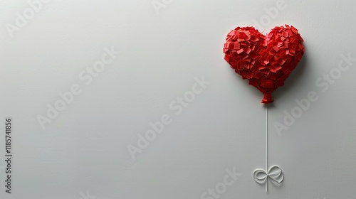 Single red heart on a white textured background photo