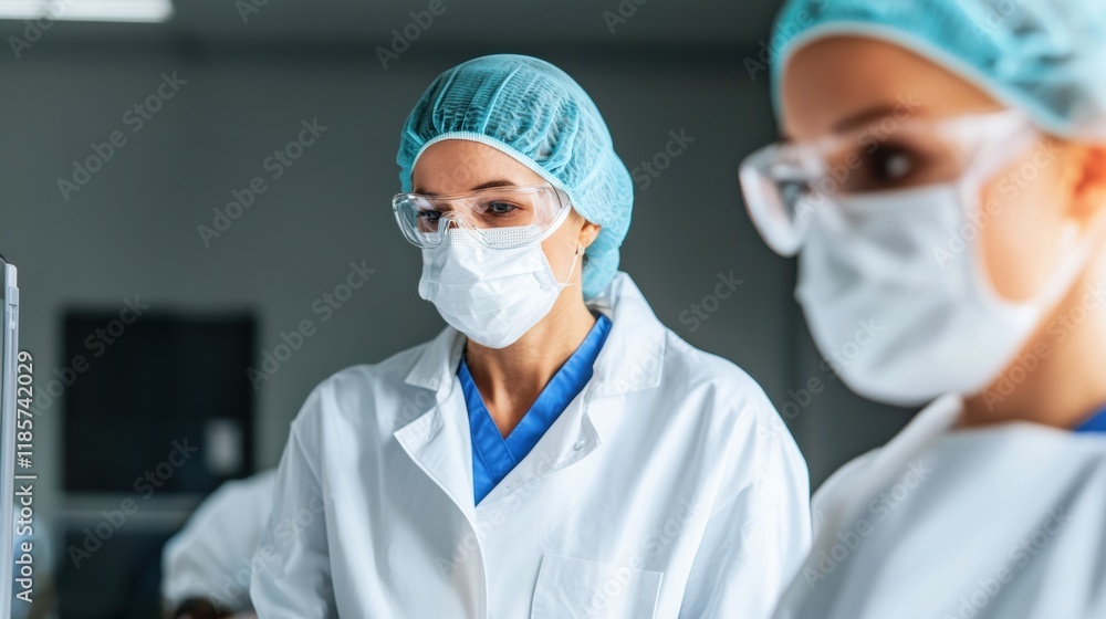 Medical professionals collaborating in a clinical setting Medical professionals collaborating in a clinical setting