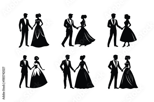 Couples holding hands vector silhouette
