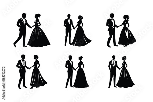 Couples holding hands vector silhouette
