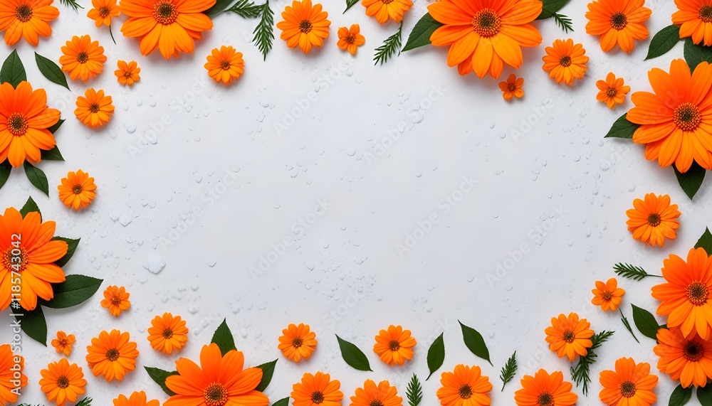 Obraz premium frame with orange flowers