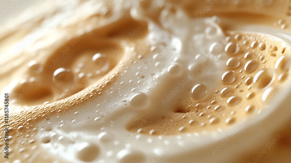 Close-up of creamy coffee foam with water droplets. Close-up of creamy coffee foam with water droplets.