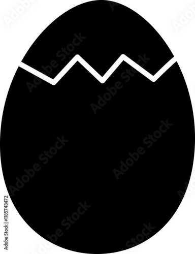 Isolated cracked egg silhouette.
Split egg coloring black icon.
Transparent Background.
