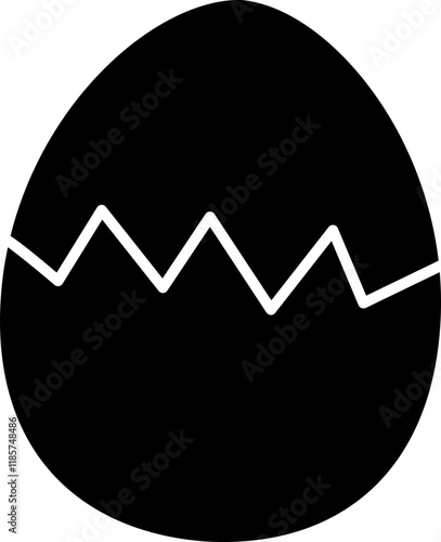 Isolated cracked egg silhouette.
Split egg coloring black icon.
Transparent Background.
