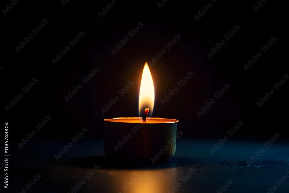 Single candle burning dark room, somber mood, remembrance Single candle burning dark room, somber mood, remembrance