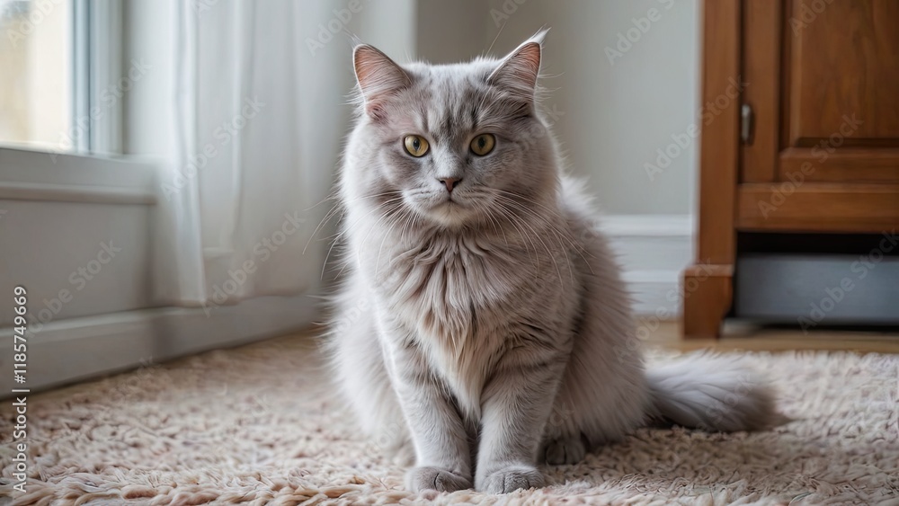 Lilac british longhair cat in the living room Lilac british longhair cat in the living room