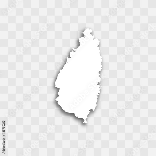 Saint Lucia high detailed vector representation of country silhouette. White color on transparent background with dropped shadow. For educational, decorative, or informational use.