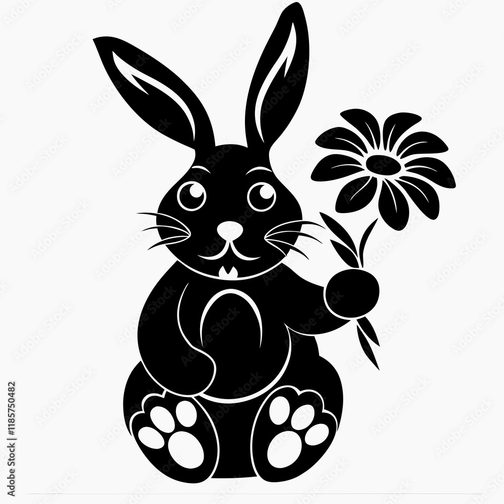 Obraz premium rabbit with flower silhouette