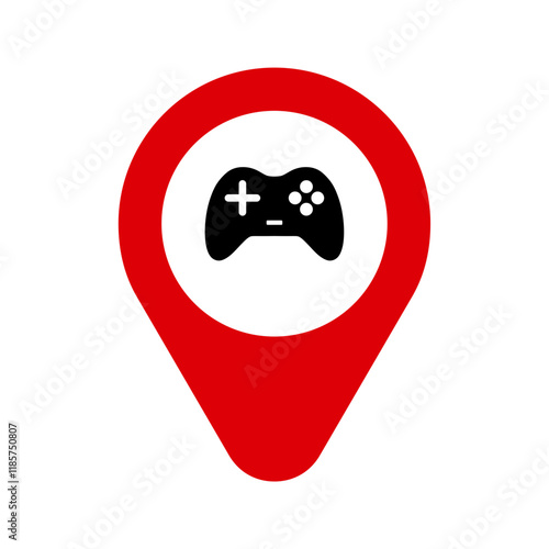 arcade game center location icon or arcade game center location symbol isolated on transparent background