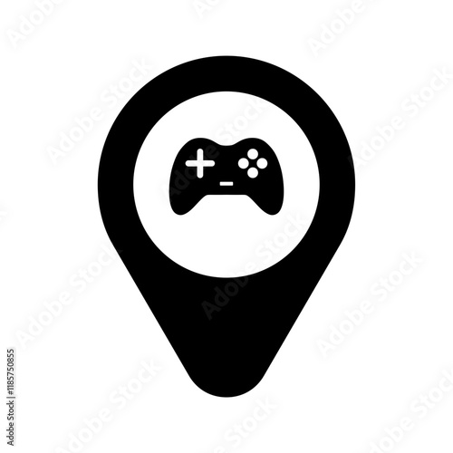 arcade game center location icon or arcade game center location symbol isolated on transparent background