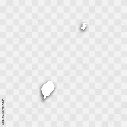 Sao Tome and Principe high detailed vector representation of country silhouette. White color on transparent background with dropped shadow. For educational, decorative, or informational use.