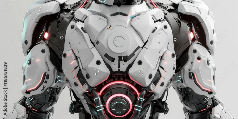 Fototapeta premium A futuristic robotic suit featuring sleek design and illuminated elements.