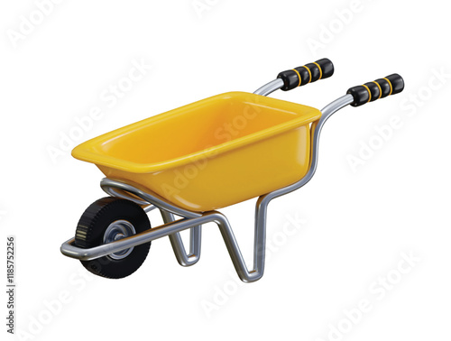 Wheelbarrow icon 3d render concept of construction wheel trolley icon vector illustration