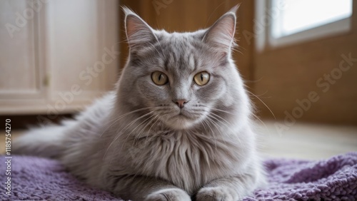 Wallpaper Mural Lilac british longhair cat in the living room Torontodigital.ca